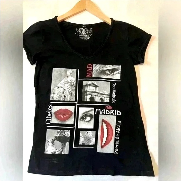 Made in Spain Cotton Madrid Graphic Women's Top - Picture 3 of 3